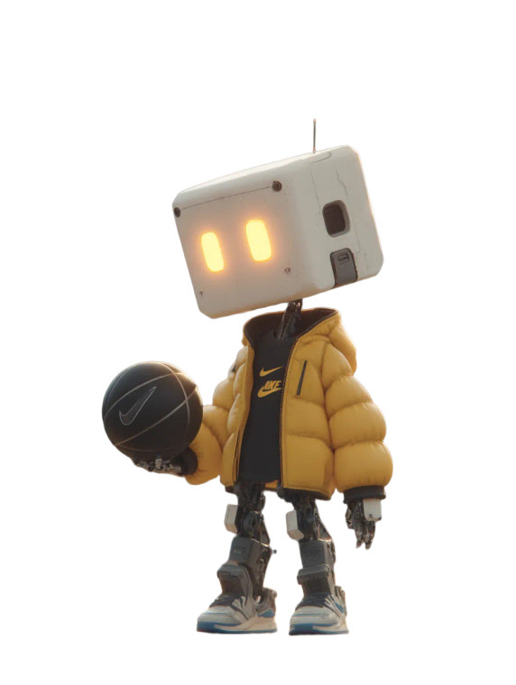 Neon Robot Basketball Vinyl Car Decal Sticker – Waterproof & UV-Resistant 