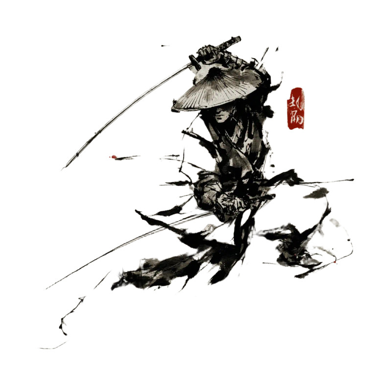 Oriental Swordsman Vinyl Car Decal Sticker – Waterproof & UV-Resistant 