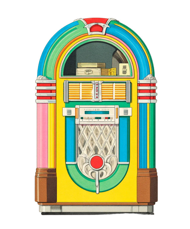 Vintage Jukebox Illustration Vinyl Car Decal Sticker – Waterproof & UV-Resistant 