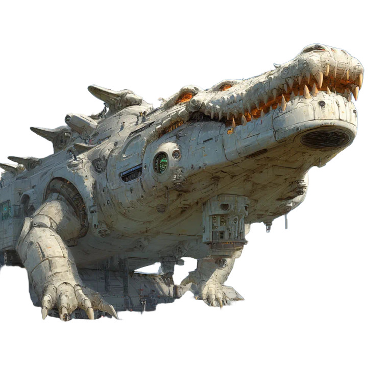 Robotic Crocodile Spaceship Vinyl Car Decal Sticker – Waterproof & UV-Resistant 