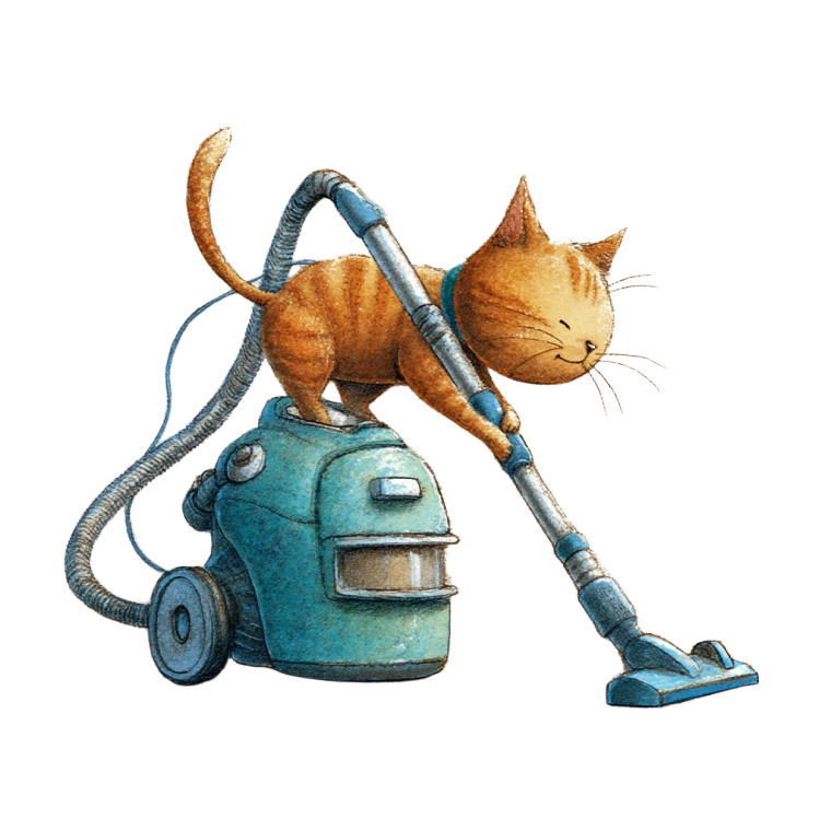 Vacuuming Cat Vinyl Car Decal Sticker – Waterproof & UV-Resistant 