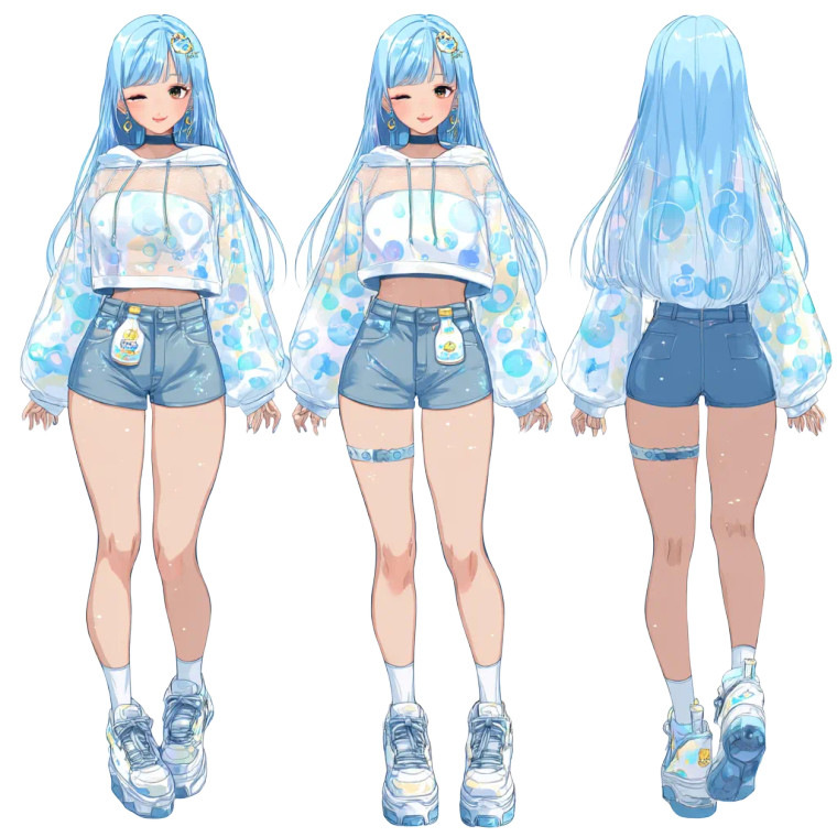 Bubbly Vtuber Girl Vinyl Car Decal Sticker – Waterproof & UV-Resistant 