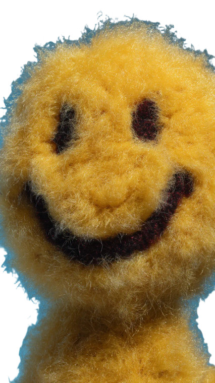 Yellow Smiley Plush Vinyl Car Decal Sticker – Waterproof & UV-Resistant 