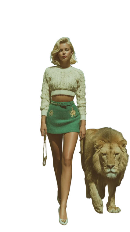 60'S Supermodel & Lion Vinyl Car Decal Sticker – Waterproof & UV-Resistant 