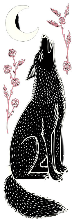 Folk Art Wolf Vinyl Car Decal Sticker – Waterproof & UV-Resistant 