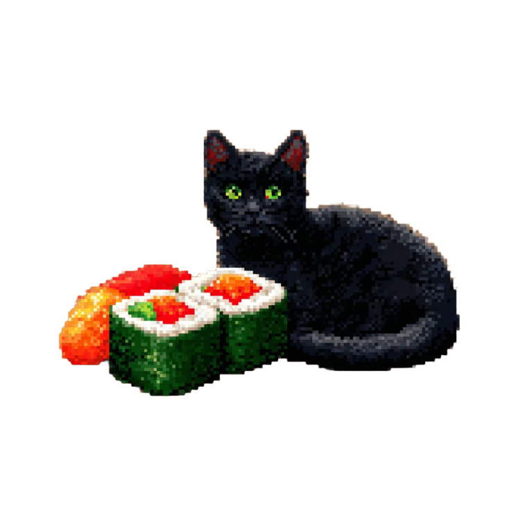 Pixel Sushi Cat Vinyl Car Decal Sticker – Waterproof & UV-Resistant 
