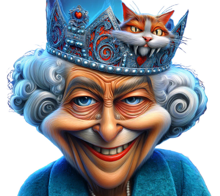 Queen Elizabeth & Cat Vinyl Car Decal Sticker – Waterproof & UV-Resistant 