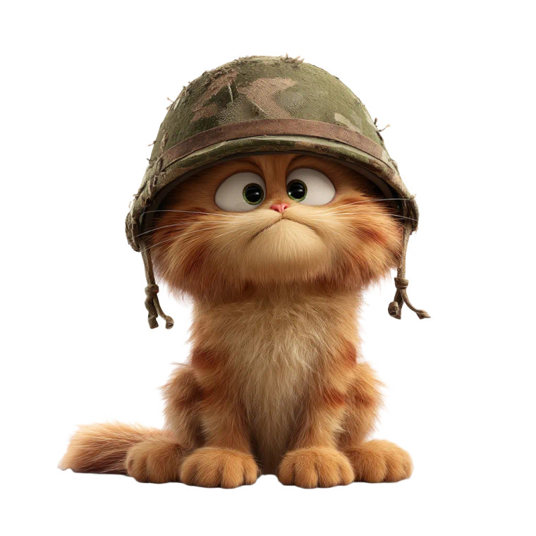 Ginger Military Cat Vinyl Car Decal Sticker – Waterproof & UV-Resistant 