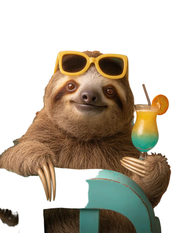 Sloth At Beach Bar Vinyl Car Decal Sticker – Waterproof & UV-Resistant 