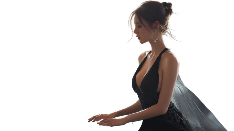 Elegant Pianist Portrait V3 Vinyl Car Decal Sticker – Waterproof & UV-Resistant 