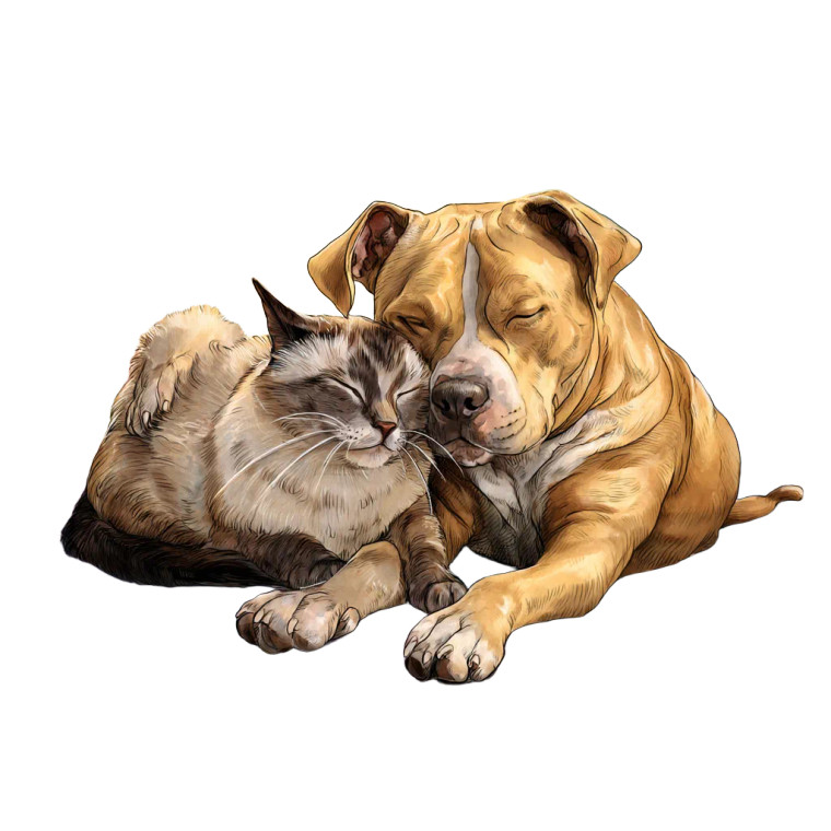 Cuddling Cat And Dog Vinyl Car Decal Sticker – Waterproof & UV-Resistant 