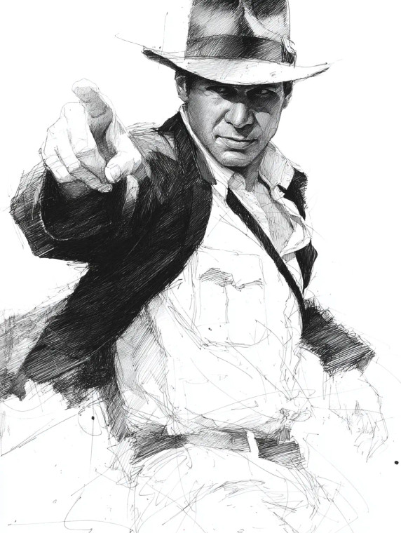 Indiana Jones Sketch Vinyl Car Decal Sticker – Waterproof & UV-Resistant 