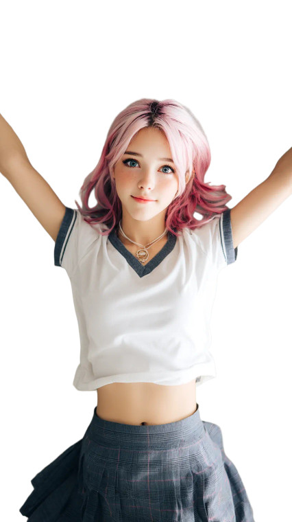 Pink-Haired Schoolgirl V2 Vinyl Car Decal Sticker – Waterproof & UV-Resistant 