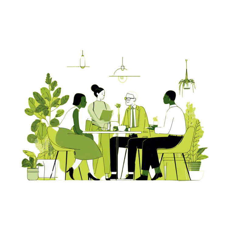 Business Meeting Cafe V2 Vinyl Car Decal Sticker – Waterproof & UV-Resistant 