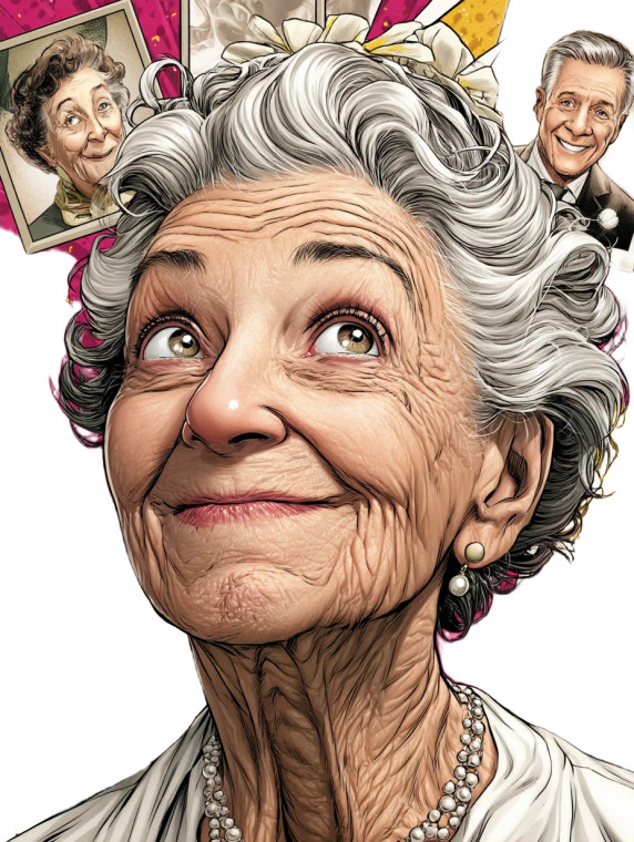 Smiling Elderly Lady V2 Vinyl Car Decal Sticker – Waterproof & UV-Resistant 