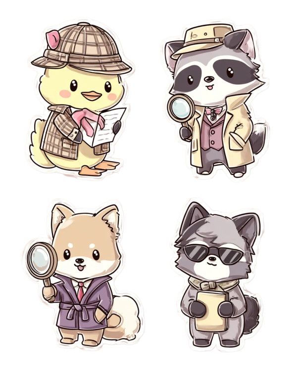 Kawaii Detective Stickers Vinyl Car Decal Sticker – Waterproof & UV-Resistant 