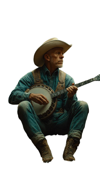 Banjo Cowboy V2 Vinyl Car Decal Sticker – Waterproof & UV-Resistant 