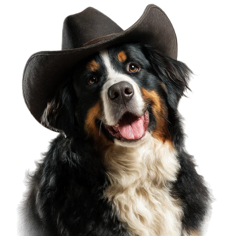 Smiling Cowboy Dog Vinyl Car Decal Sticker – Waterproof & UV-Resistant 