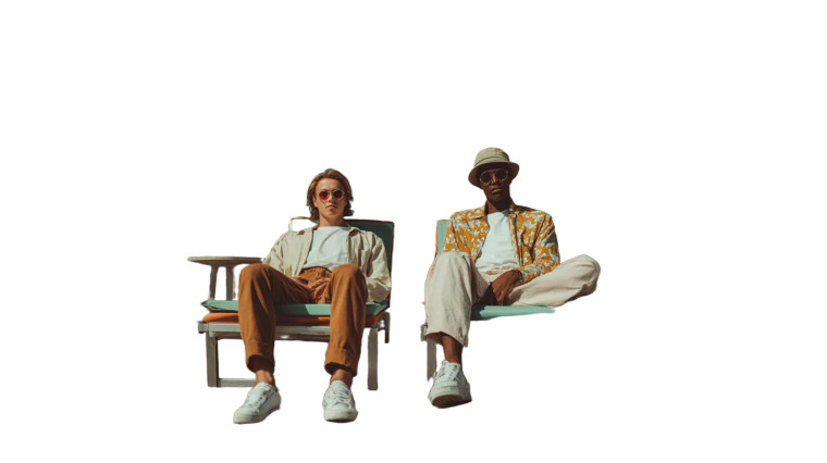 Beach Lounging Duo Vinyl Car Decal Sticker – Waterproof & UV-Resistant 