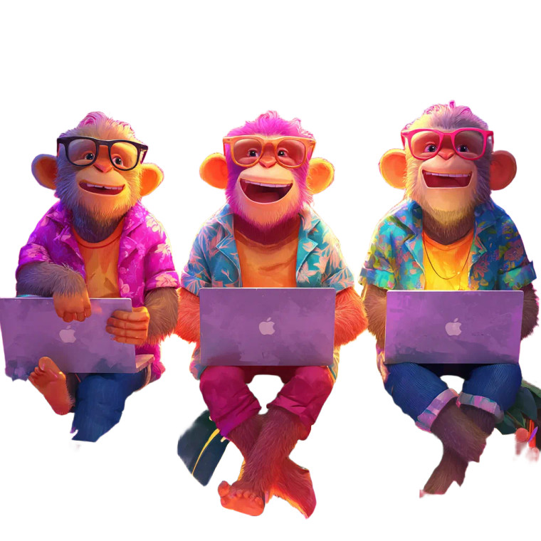 Colorful Tech Monkeys Vinyl Car Decal Sticker – Waterproof & UV-Resistant 