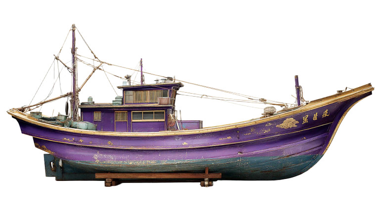 Purple Gold Fishing Boat Vinyl Car Decal Sticker – Waterproof & UV-Resistant 