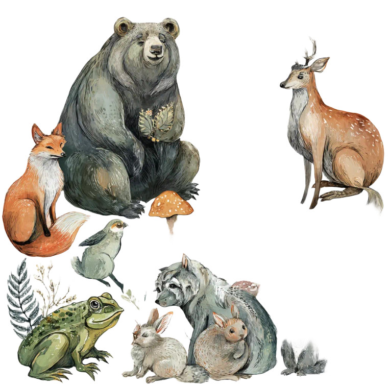 Whimsical Forest Creatures V3 Vinyl Car Decal Sticker – Waterproof & UV-Resistant 