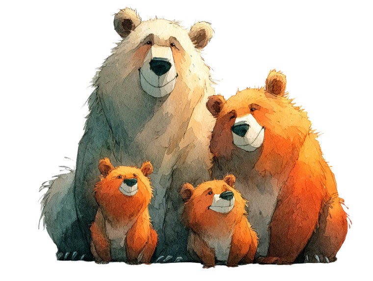 Happy Bear Family Vinyl Car Decal Sticker – Waterproof & UV-Resistant 