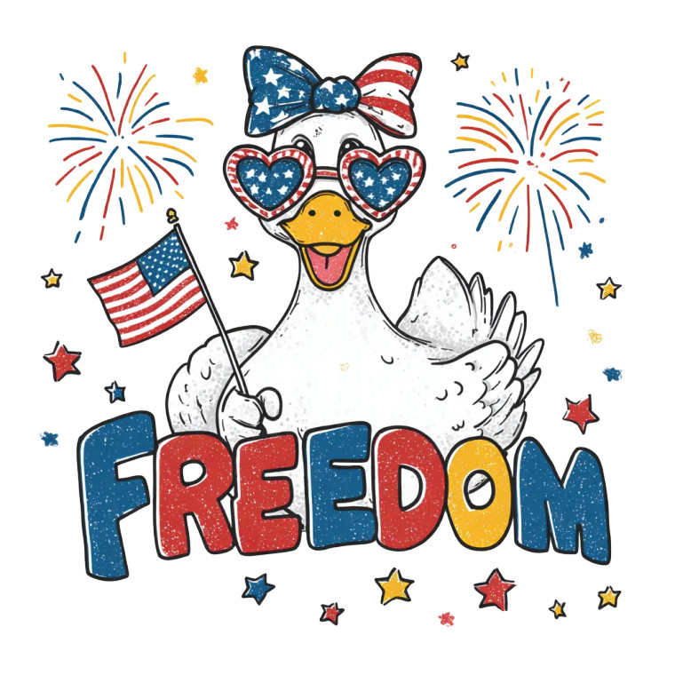 Patriotic Cartoon Goose Vinyl Car Decal Sticker – Waterproof & UV-Resistant 