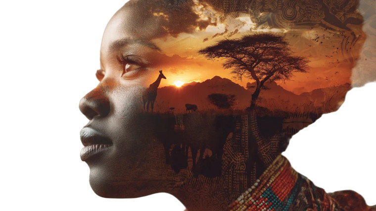 African Double Exposure Vinyl Car Decal Sticker – Waterproof & UV-Resistant 