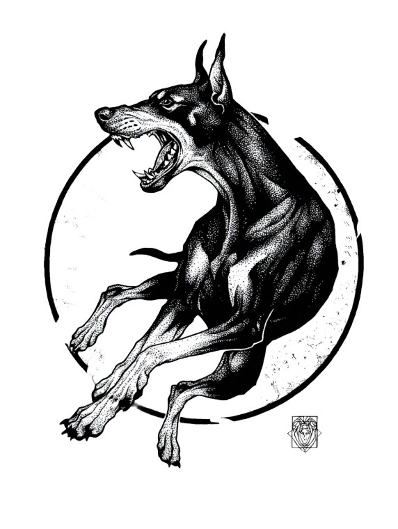 Aggressive Doberman Tattoo Vinyl Car Decal Sticker – Waterproof & UV-Resistant 
