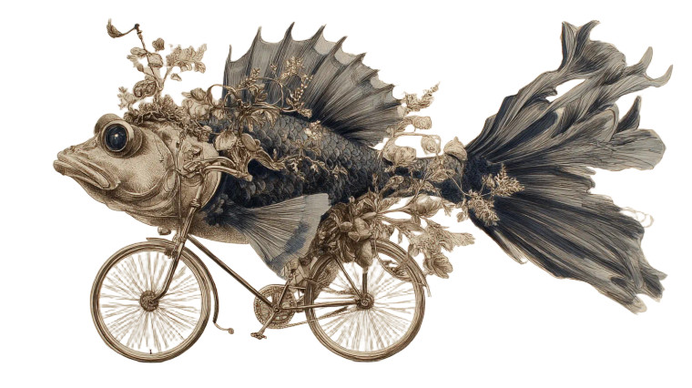 Fish On Bicycle V2 Vinyl Car Decal Sticker – Waterproof & UV-Resistant 