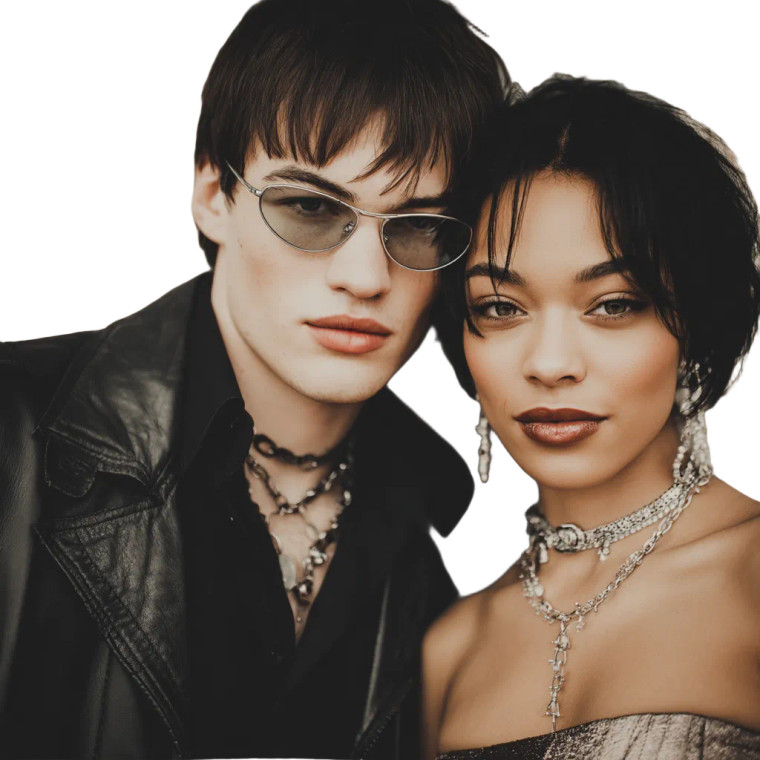 Young Brunette Couple Vinyl Car Decal Sticker – Waterproof & UV-Resistant 