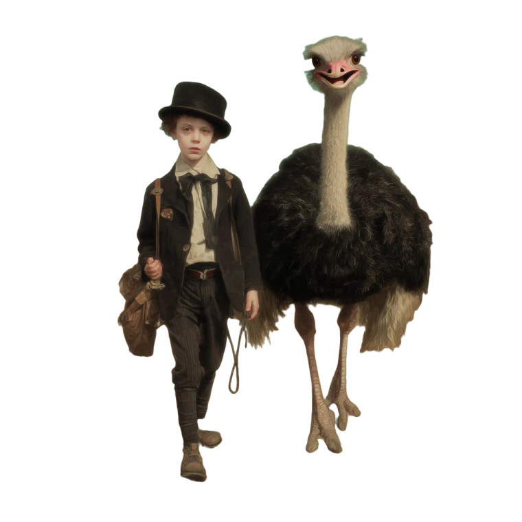 Boy And Ostrich Vinyl Car Decal Sticker – Waterproof & UV-Resistant 