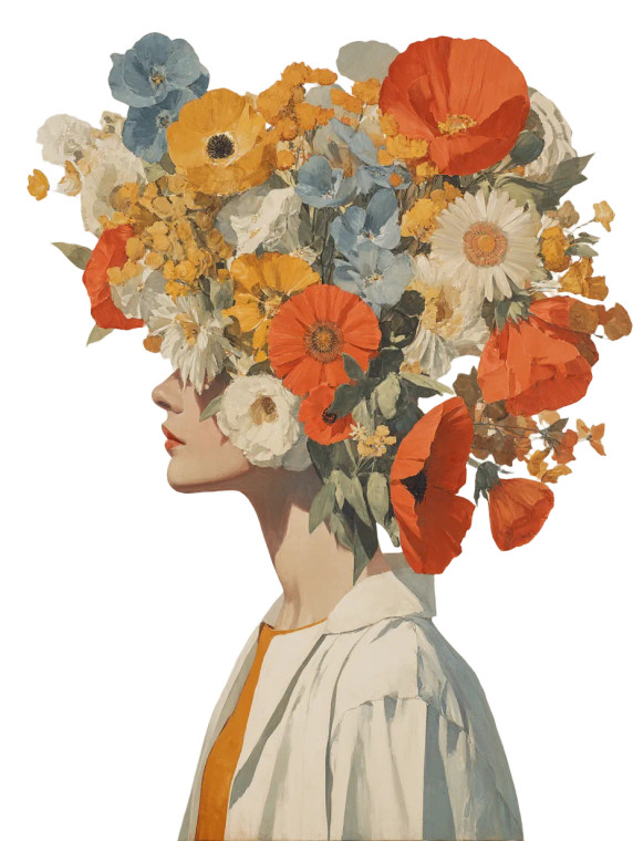 Floral-Headed Woman Vinyl Car Decal Sticker – Waterproof & UV-Resistant 