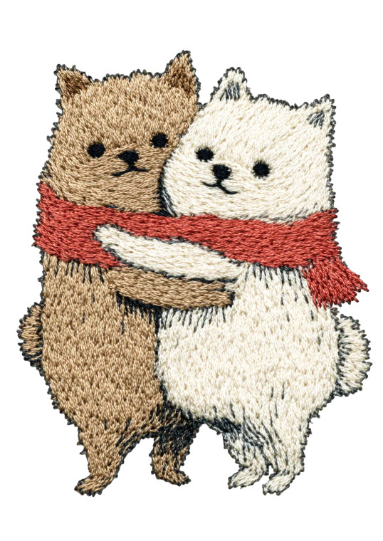 Hugging Dogs Embroidery Vinyl Car Decal Sticker – Waterproof & UV-Resistant 