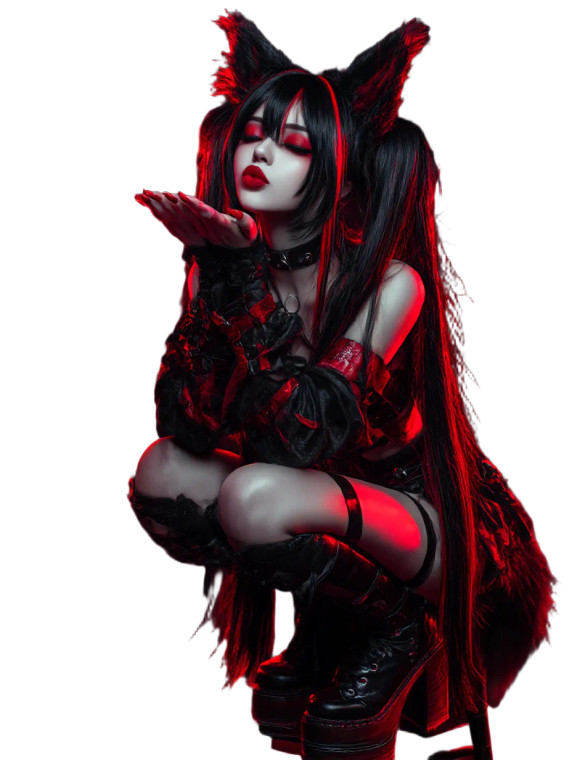 Gothic Wolf Girl Vinyl Car Decal Sticker – Waterproof & UV-Resistant 