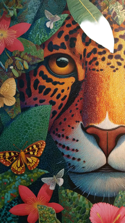 Jaguar And Butterflies Vinyl Car Decal Sticker – Waterproof & UV-Resistant 