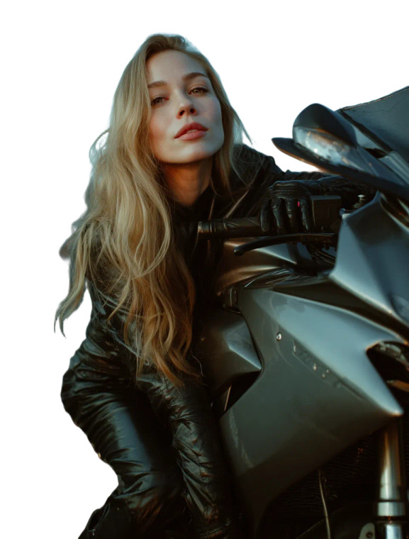 Blonde Biker Beauty Vinyl Car Decal Sticker – Waterproof & UV-Resistant 