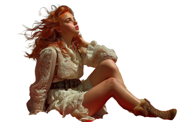 Dreamy Redhead In Petals Vinyl Car Decal Sticker – Waterproof & UV-Resistant 