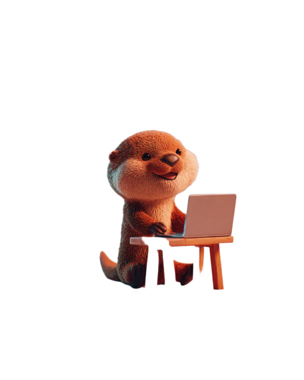 Joyful Otter At Desk Vinyl Car Decal Sticker – Waterproof & UV-Resistant 