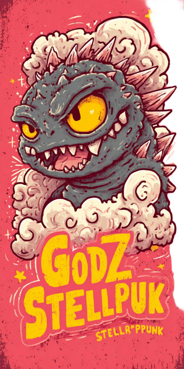 Cute Godzilla Illustration V2 Vinyl Car Decal Sticker – Waterproof & UV-Resistant 