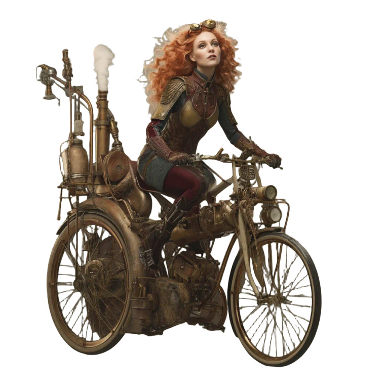 Steampunk Cyclist Vinyl Car Decal Sticker – Waterproof & UV-Resistant 