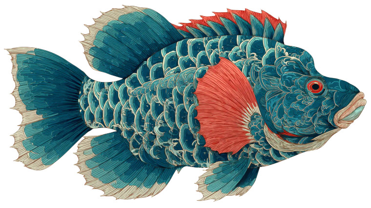 Stylized Napoleon Fish Vinyl Car Decal Sticker – Waterproof & UV-Resistant 