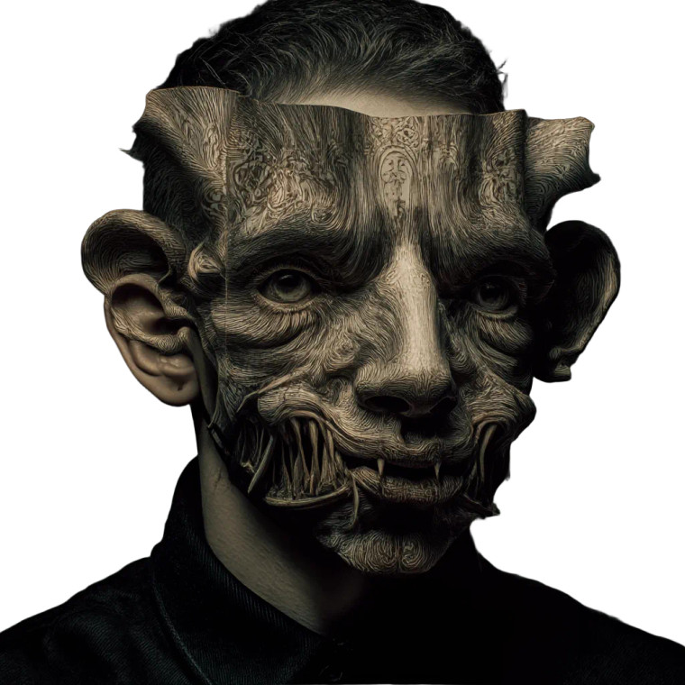 Grotesque Masked Portrait Vinyl Car Decal Sticker – Waterproof & UV-Resistant 