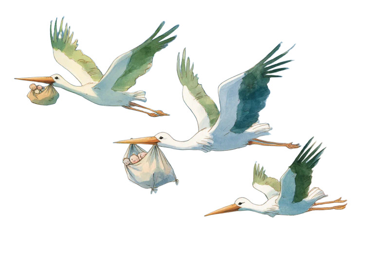 Whimsical Stork Trio Vinyl Car Decal Sticker – Waterproof & UV-Resistant 