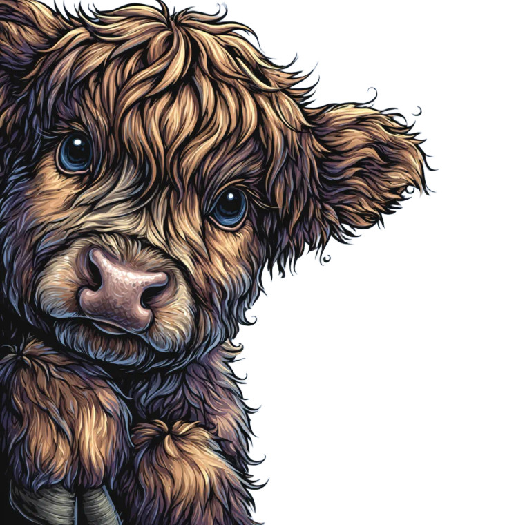 Comical Highland Cow Vinyl Car Decal Sticker – Waterproof & UV-Resistant 