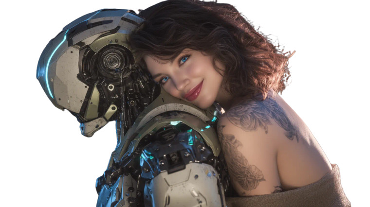 Woman And Robot V2 Vinyl Car Decal Sticker – Waterproof & UV-Resistant 