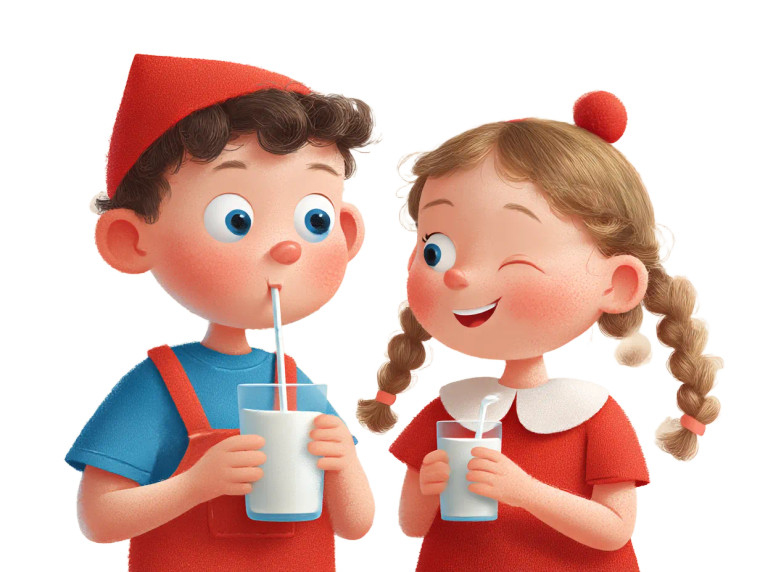 Cheerful Milk-Drinking Duo Vinyl Car Decal Sticker – Waterproof & UV-Resistant 
