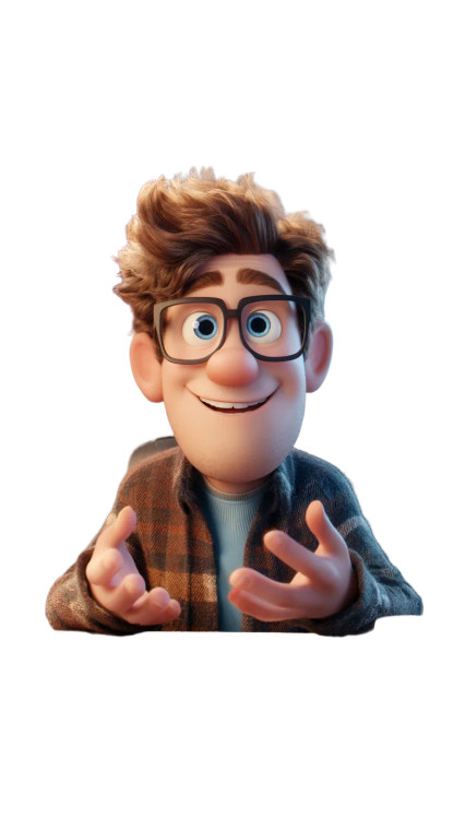 Pixar-Style Animated Man Vinyl Car Decal Sticker – Waterproof & UV-Resistant 