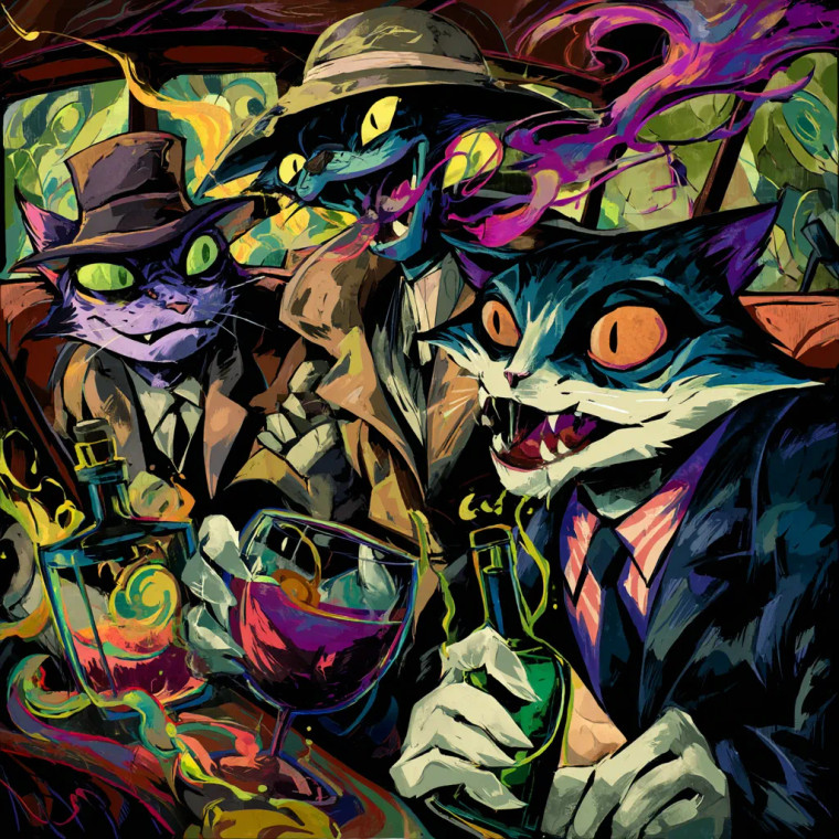 Psychedelic Acid Cats Vinyl Car Decal Sticker – Waterproof & UV-Resistant 